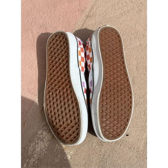 Vans Off The Wall Classic Checkerboard Red Yellow Blue Slip On Skate Shoes  Size - Picture 2 of 10